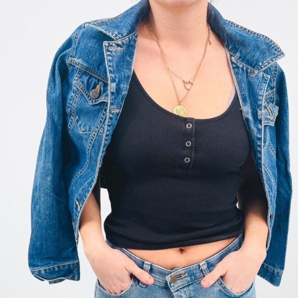 Abercrombie & Fitch Womens Medium Wash Denim Trucker Jacket 100% Cotton Size M